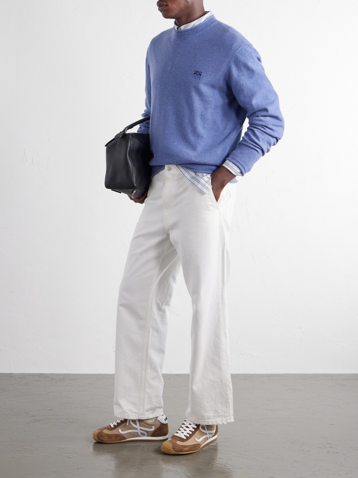 Anagram-Embroidered Cotton-Blend Sweater