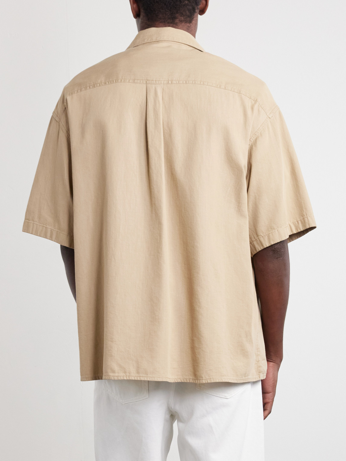 Camp-Collar Anagram-Detailed Cotton-Twill Shirt