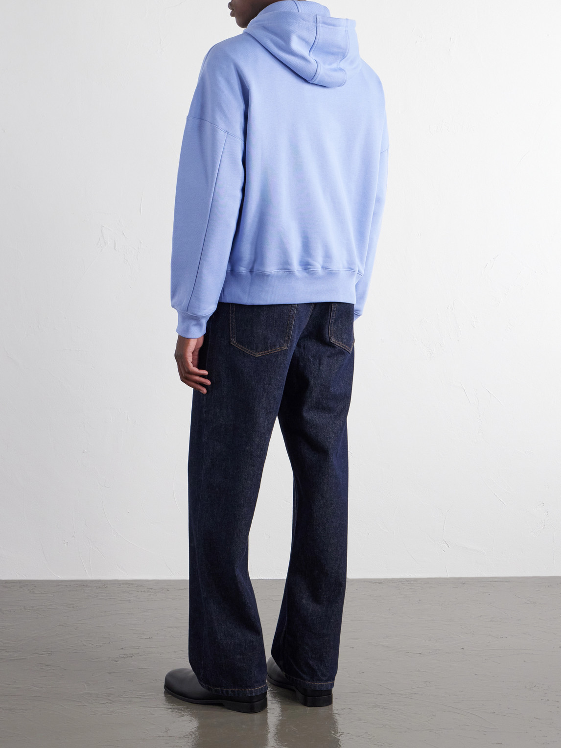 Anagram-Embroidered Leather-Trimmed Cotton-Jersey Hoodie