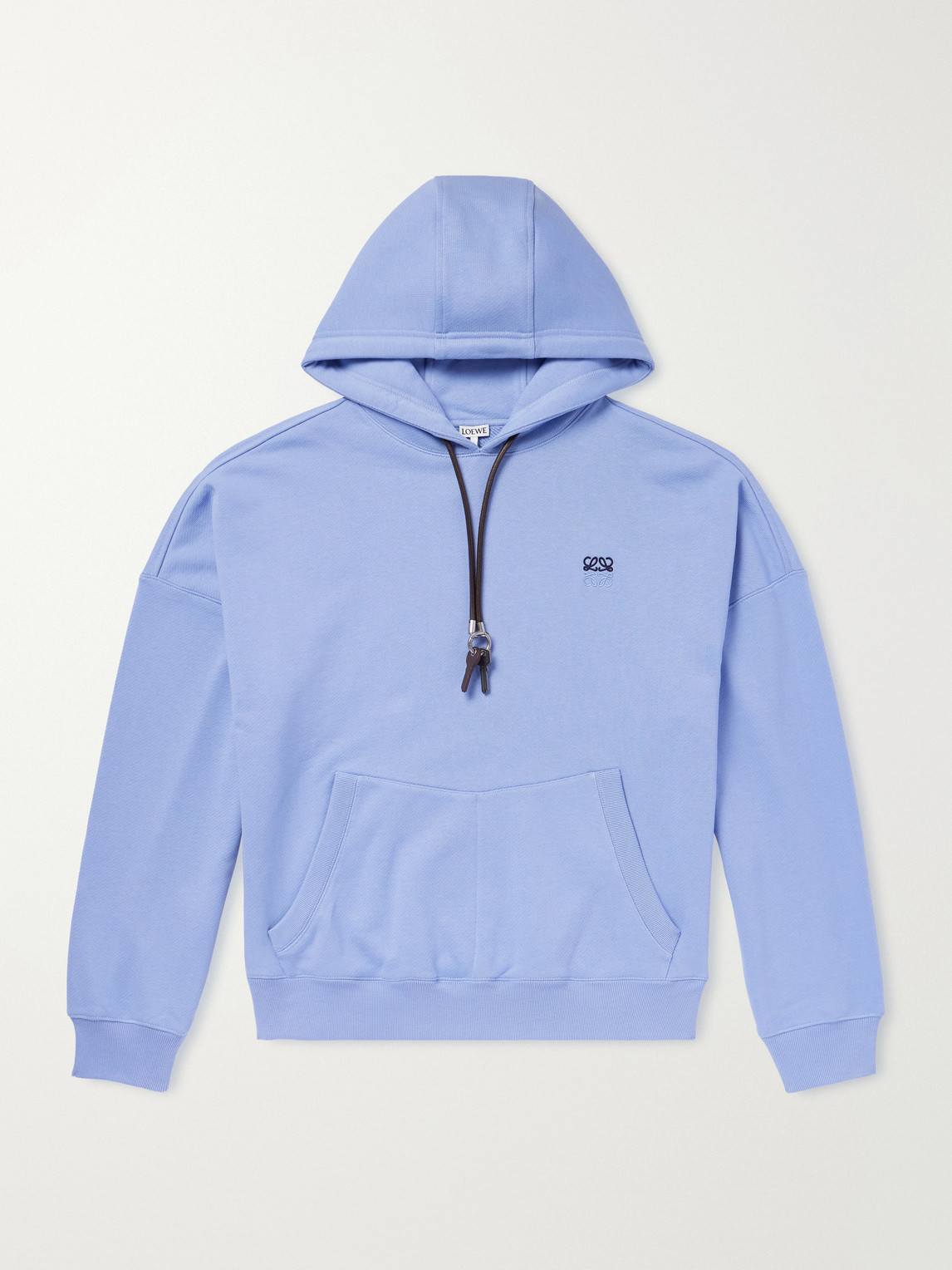 LOEWE – Anagram-Embroidered Leather-Trimmed Cotton-Jersey Hoodie