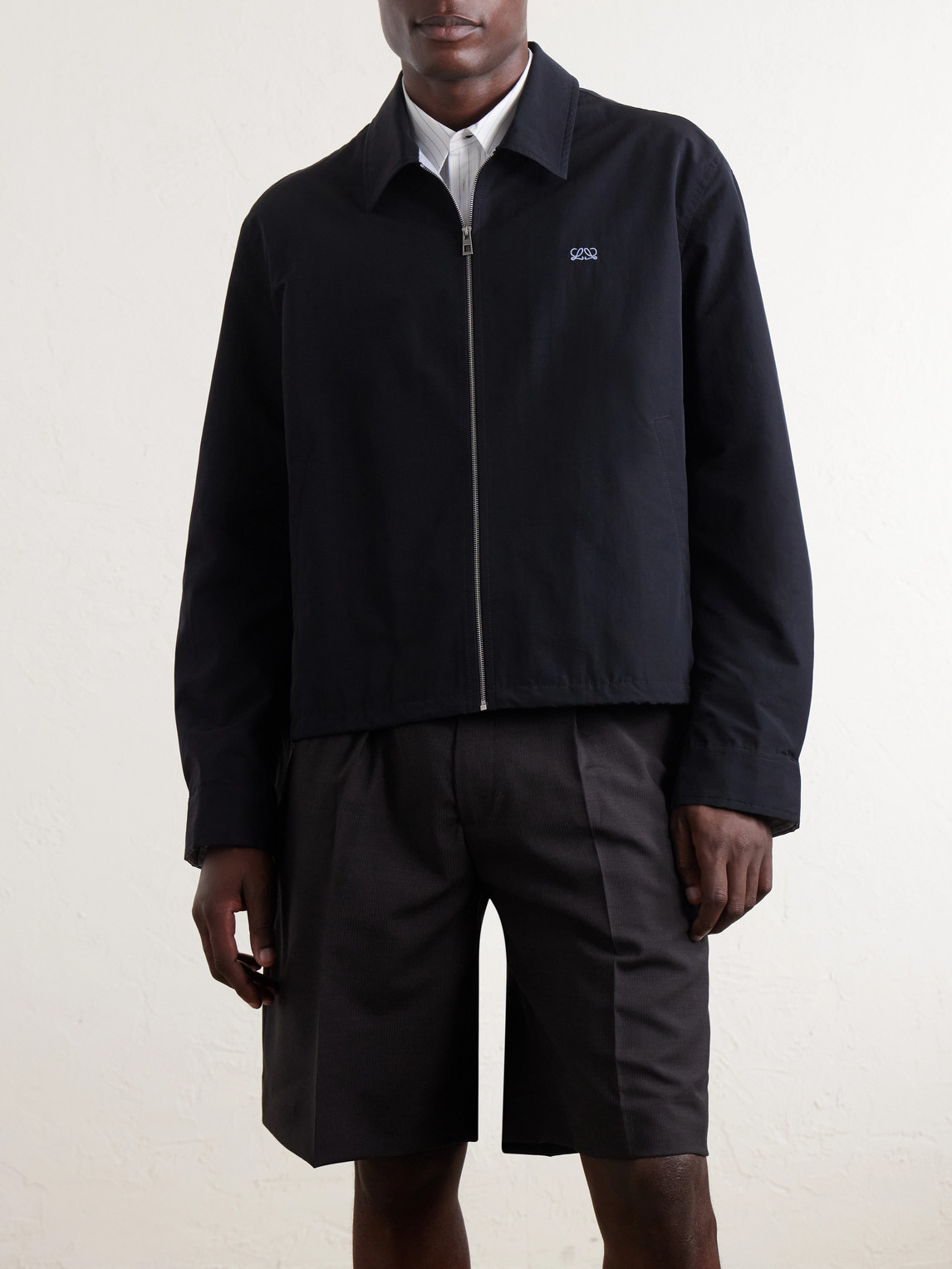 Logo-Embroidered Cotton-Blend Jacket