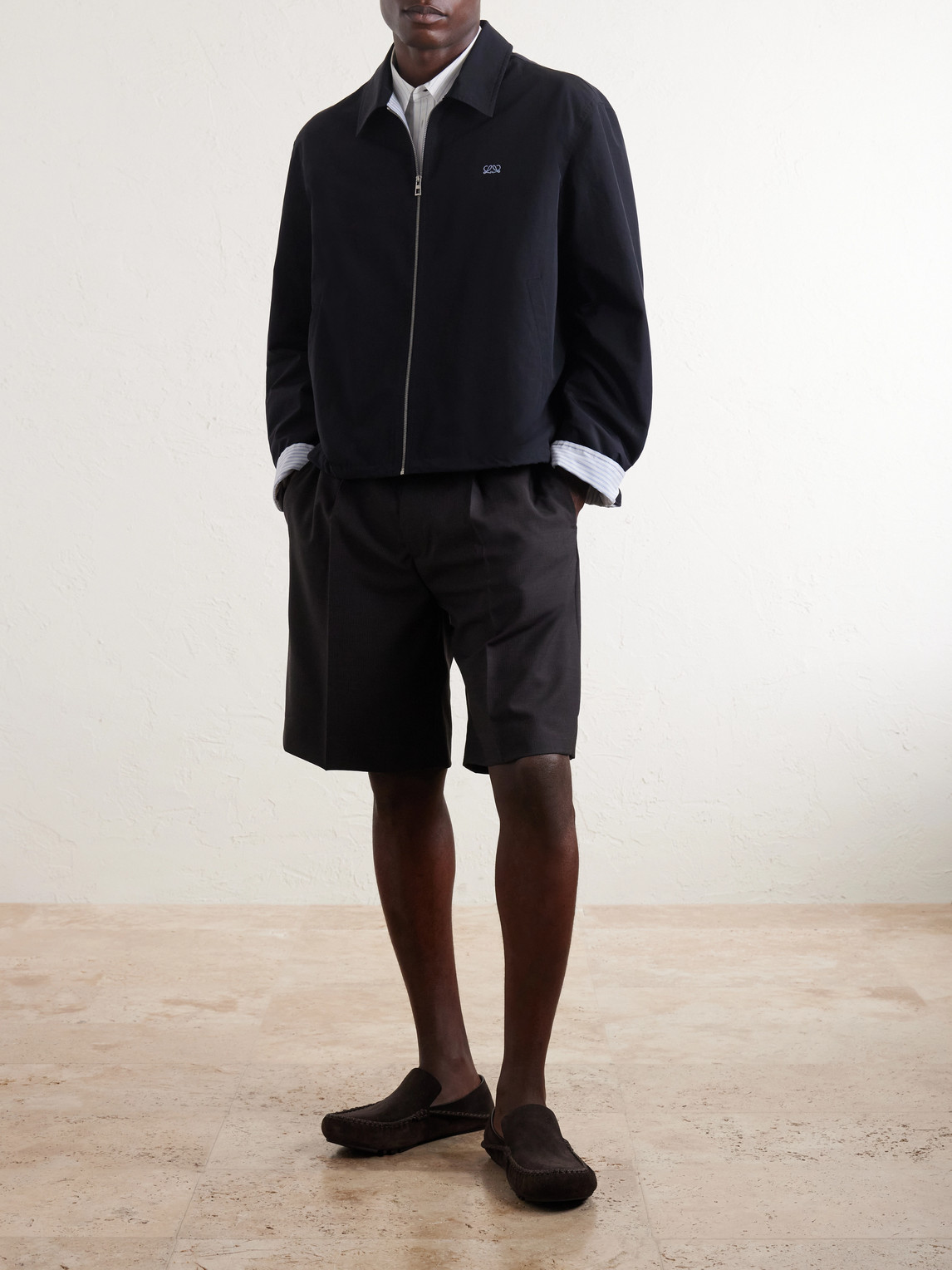 Logo-Embroidered Cotton-Blend Jacket