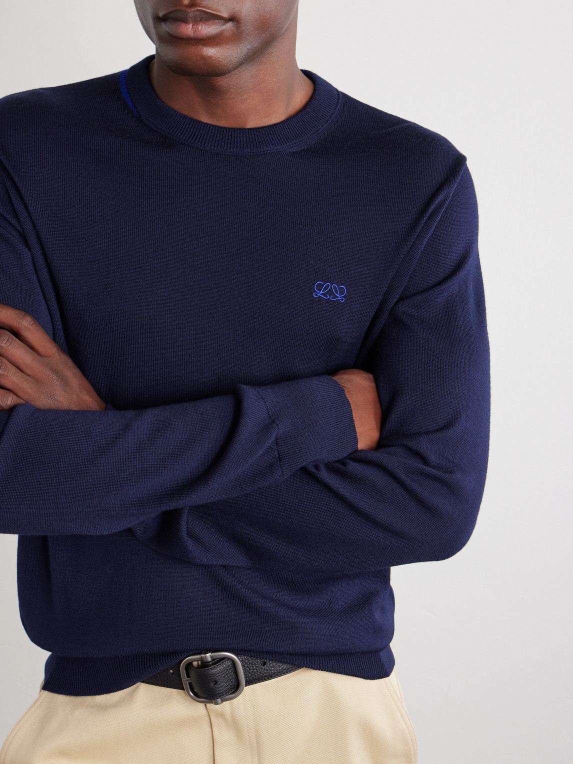 Anagram-Embroidered Wool-Blend Sweater