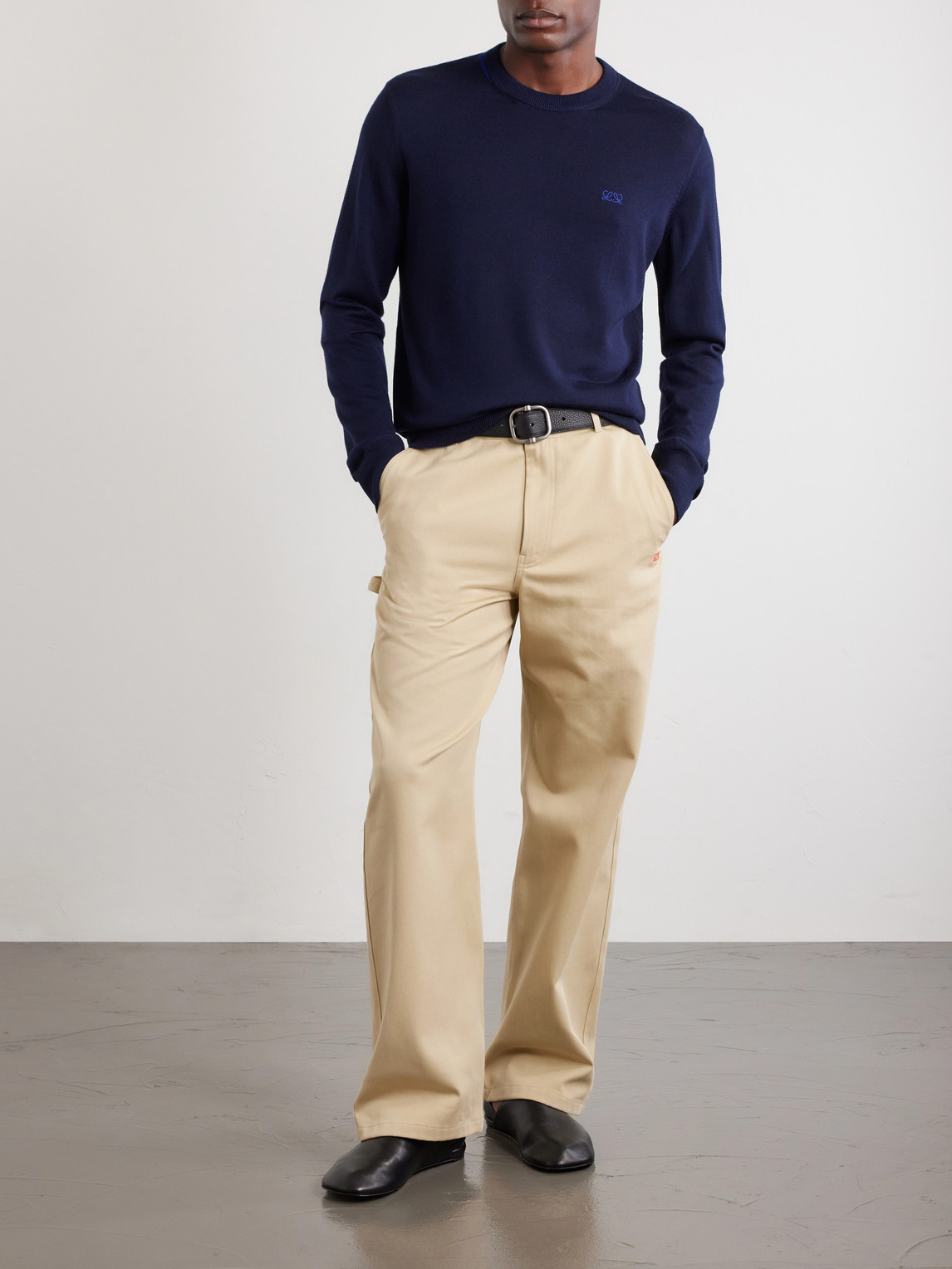 Anagram-Embroidered Wool-Blend Sweater