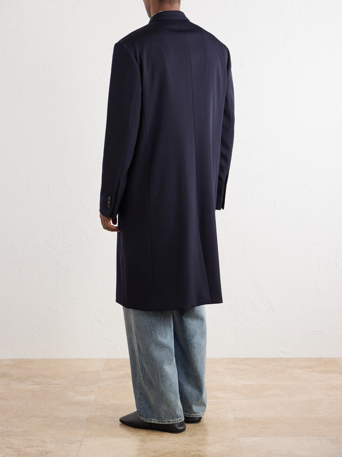 Logo-Embroidered Double-Breasted Wool-Blend Twill Coat