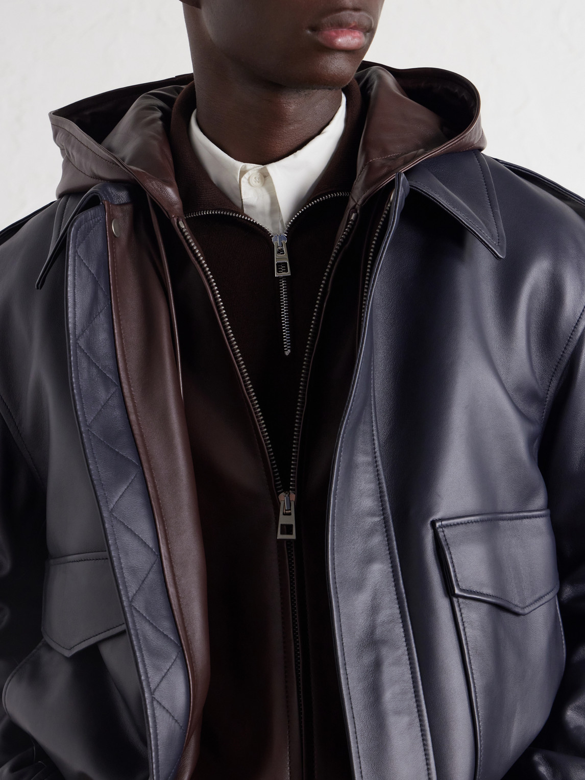 Hooded Jacket Leather