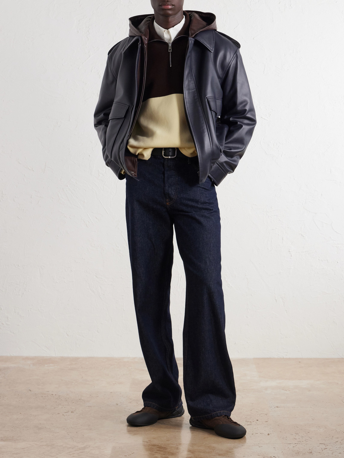 Hooded Jacket Leather