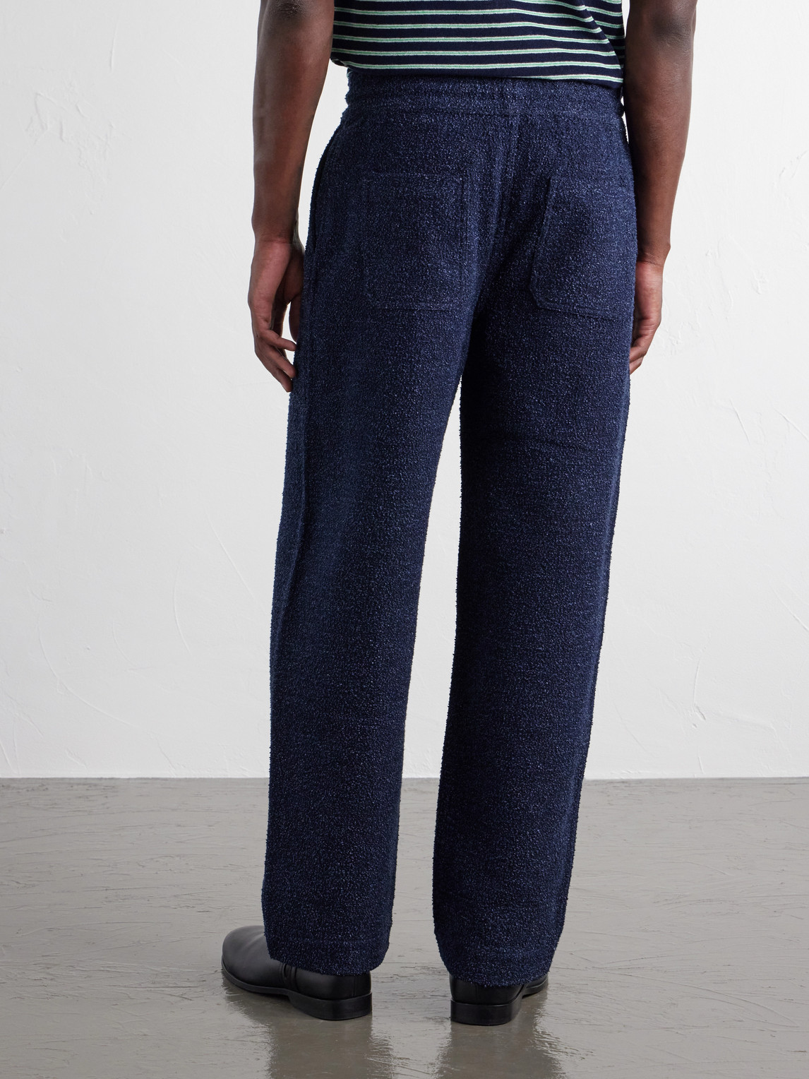 Wide-Leg Cotton-Blend Terry Drawstring Trousers