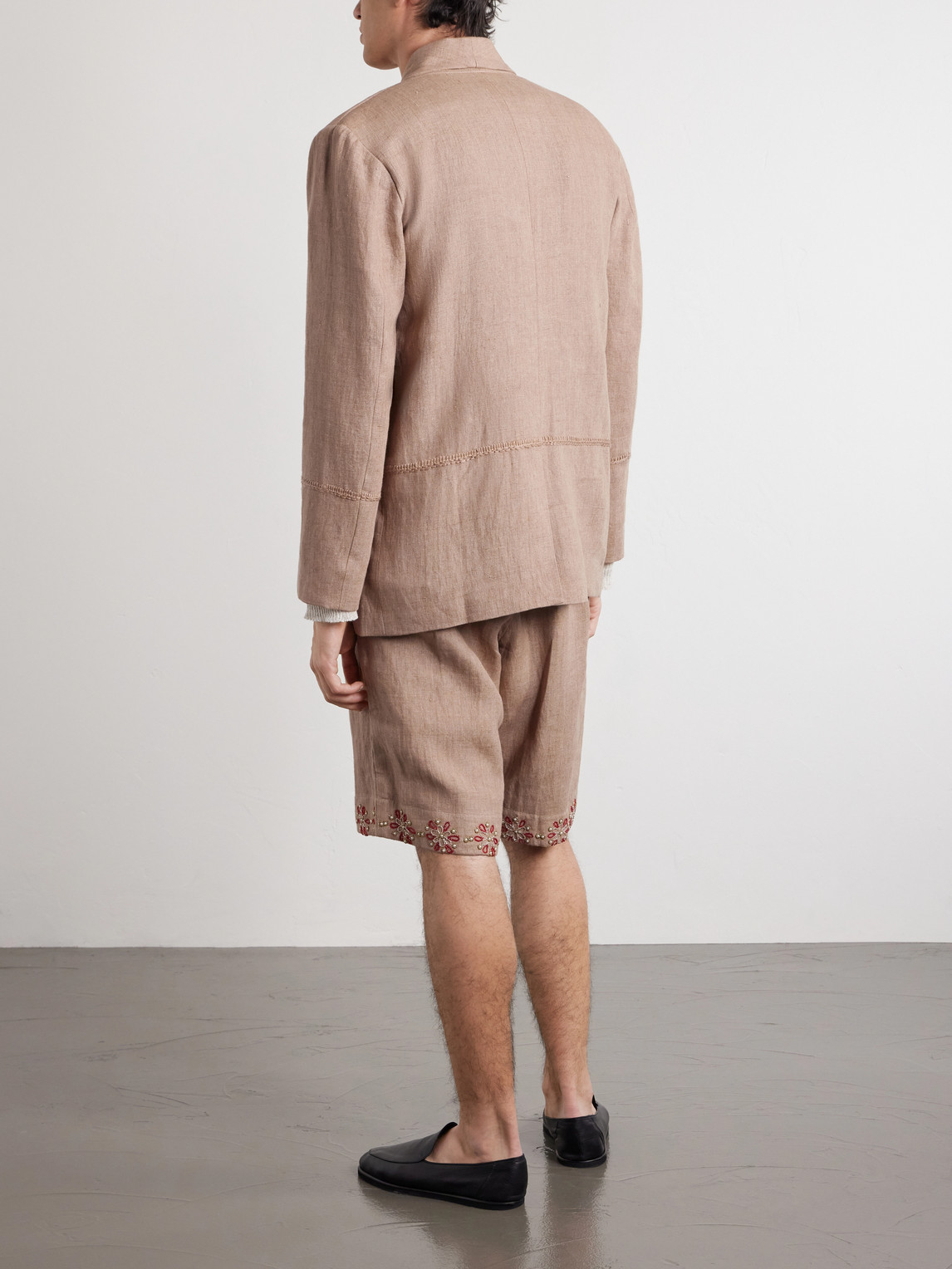  Kartik Research - Rabari Embroidered Linen Blazer - Men - Brown - M 