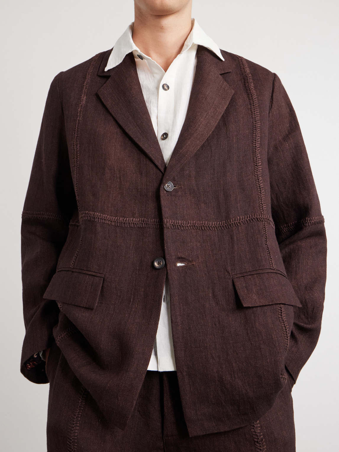 Rabari Embroidered Linen Suit Jacket
