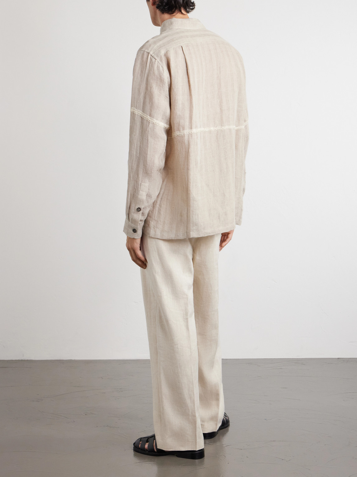  Kartik Research - Rabari Embroidered Linen Shirt - Men - Neutrals - S 