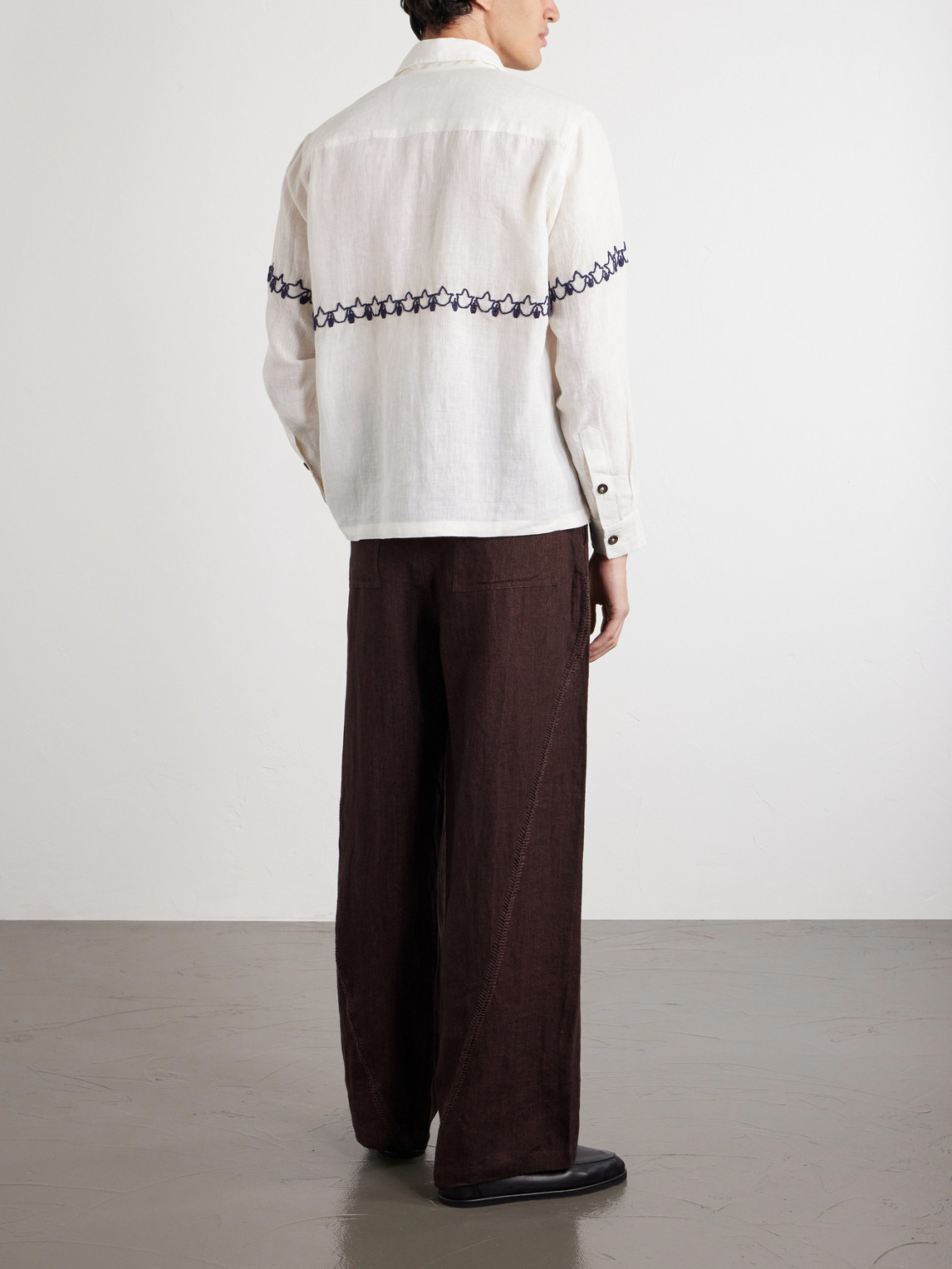  Kartik Research - Embroidered Linen Shirt - Men - Neutrals - S 