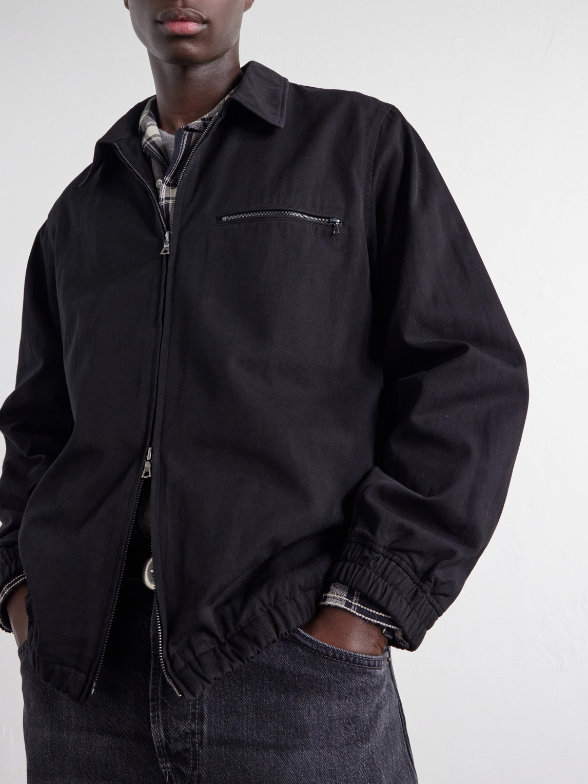 Harrington Garment-Dyed Cotton-Gabardine Jacket