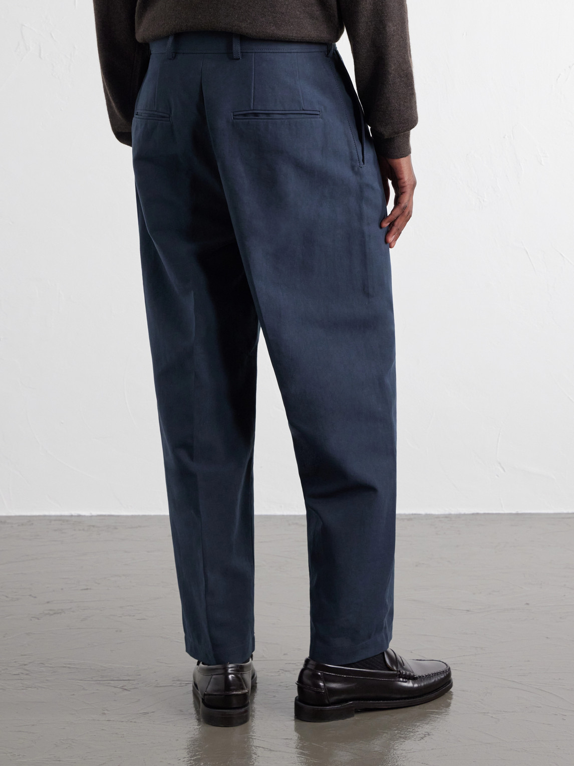 Pleated Tapered Cotton Trousers