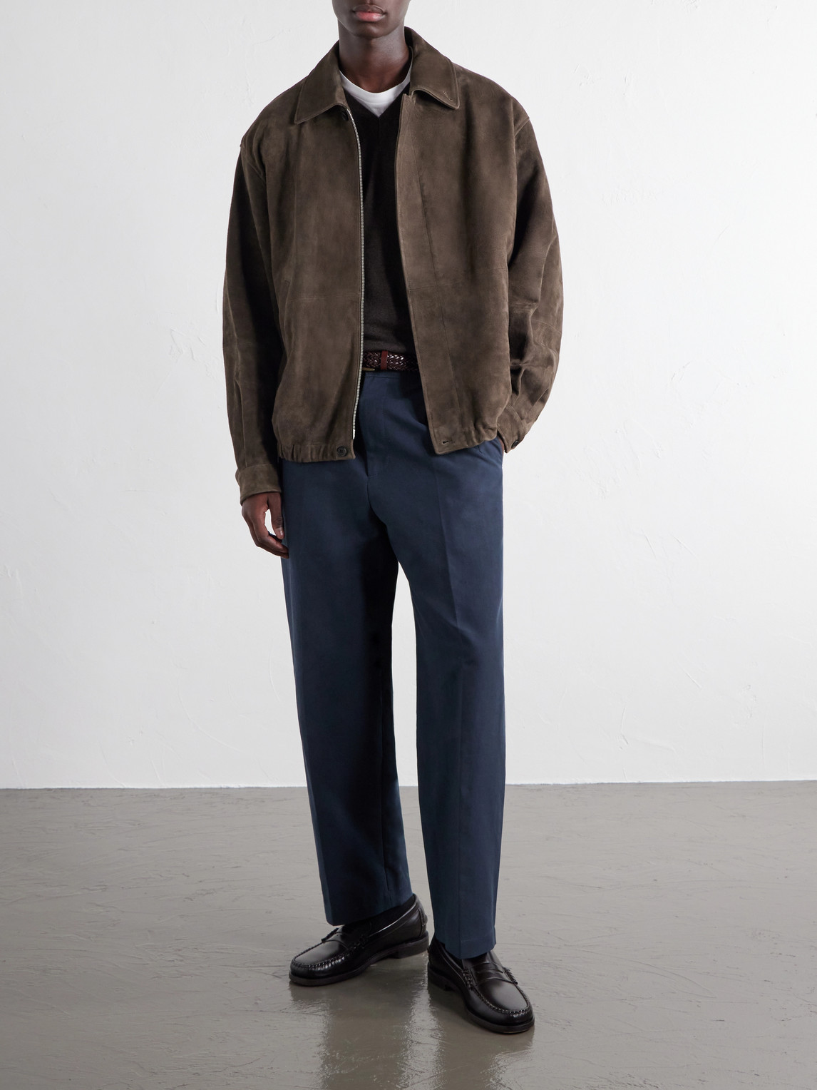 Pleated Tapered Cotton Trousers