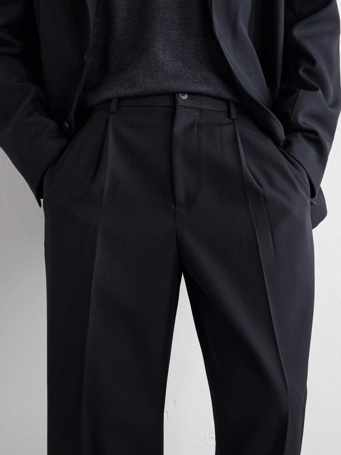 Pleated Tapered Wool-Twill Suit Trousers