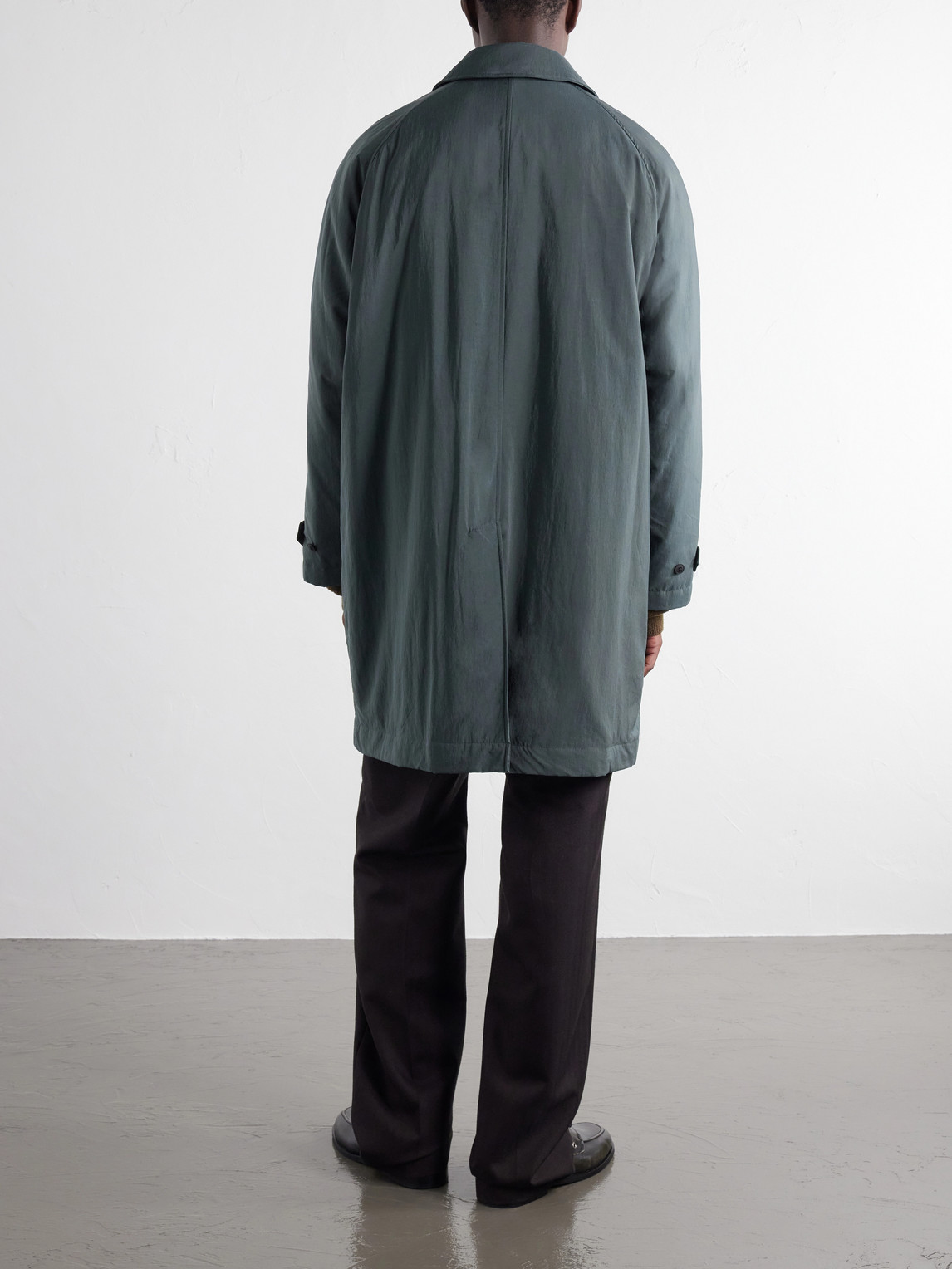 Balmacaan Padded Satin Coat