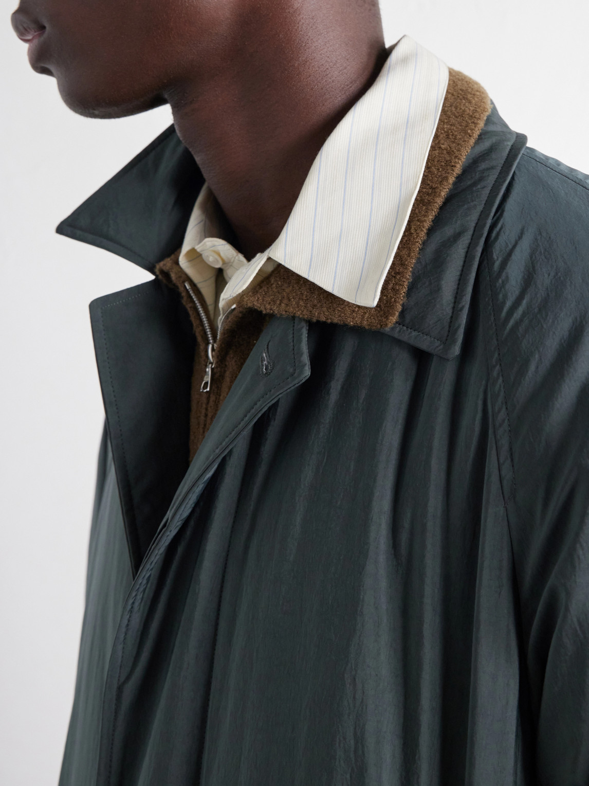 Balmacaan Padded Satin Coat