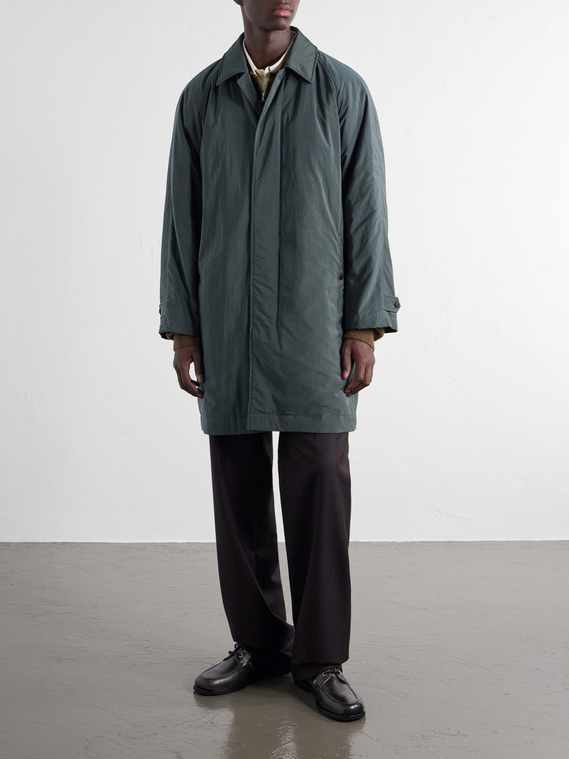 Balmacaan Padded Satin Coat