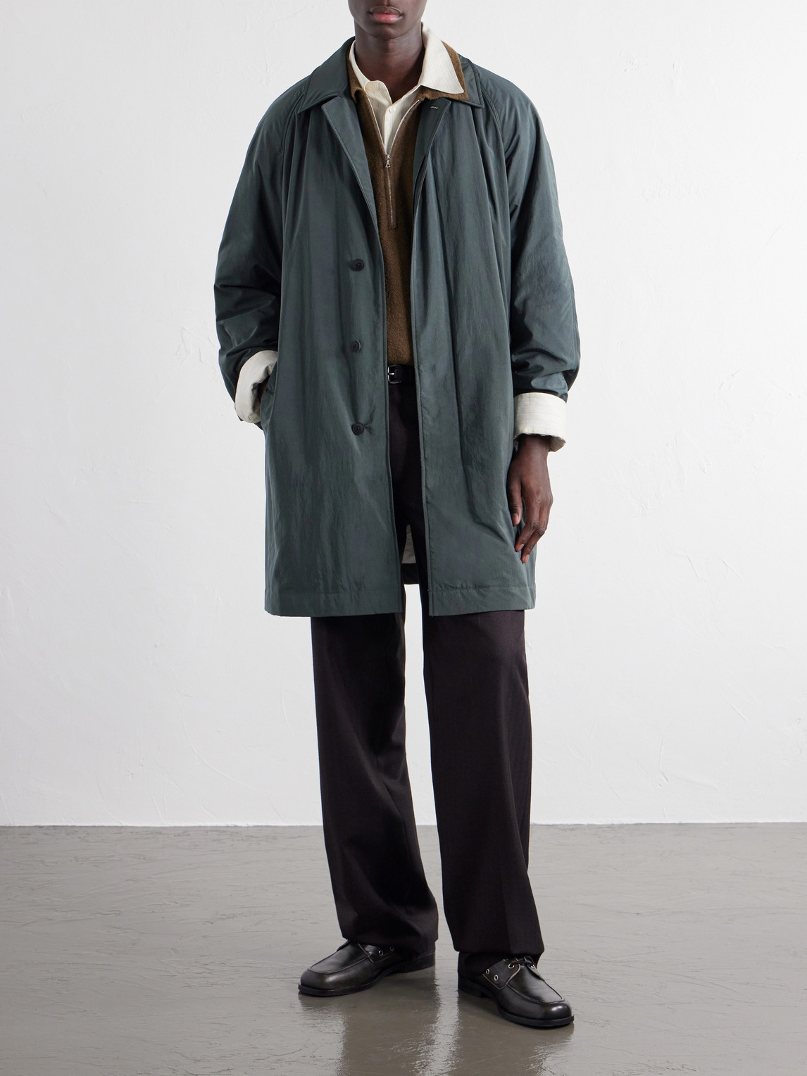 Balmacaan Padded Satin Coat