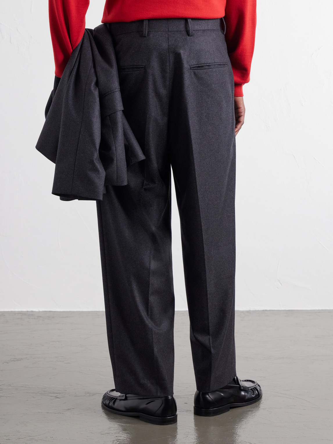 Pleated Straight-Leg Merino Wool Suit Trousers
