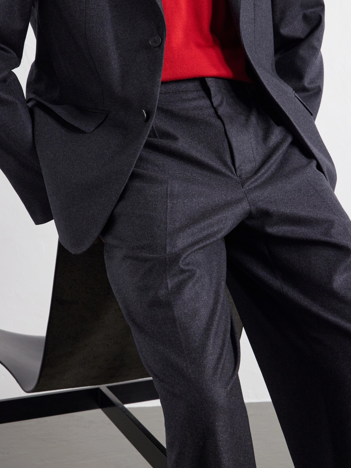 Pleated Straight-Leg Merino Wool Suit Trousers