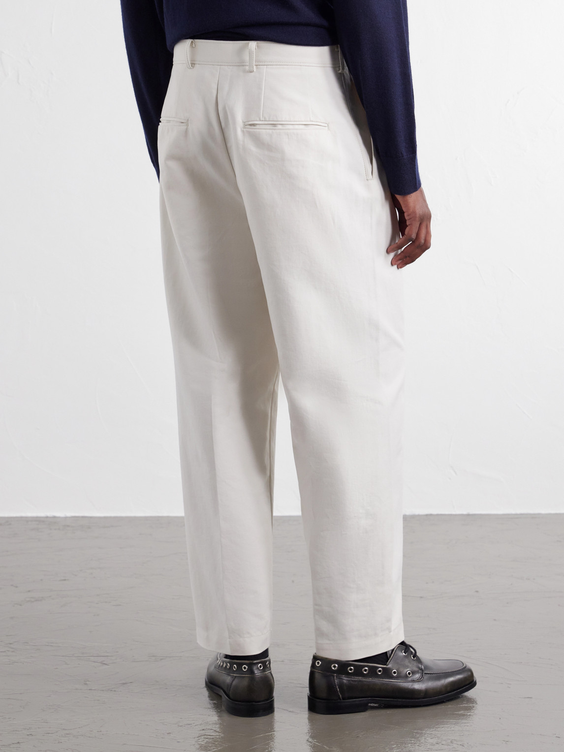 Pleated Tapered Cotton Trousers