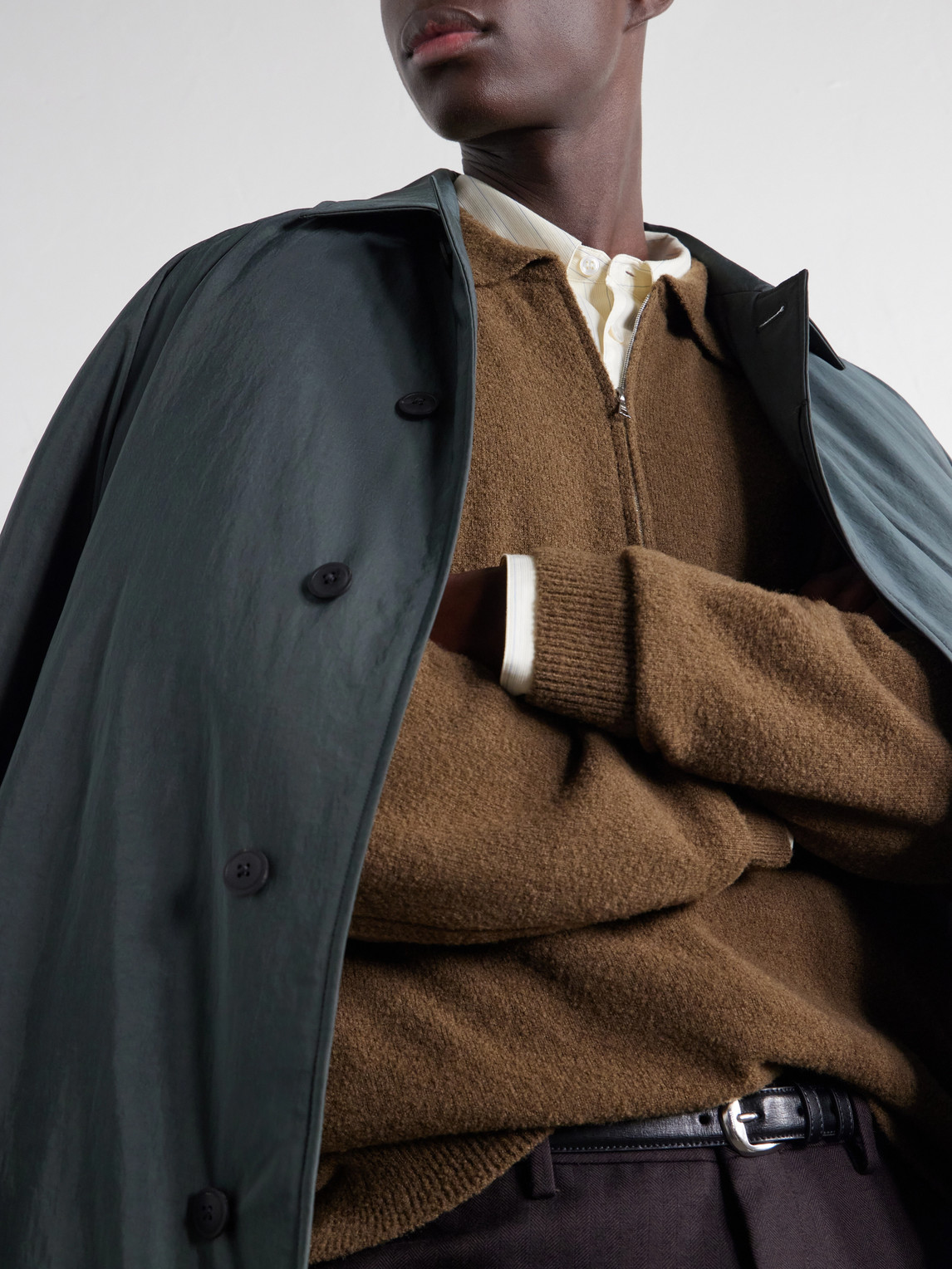 Wool-Blend Half-Zip Polo Sweater