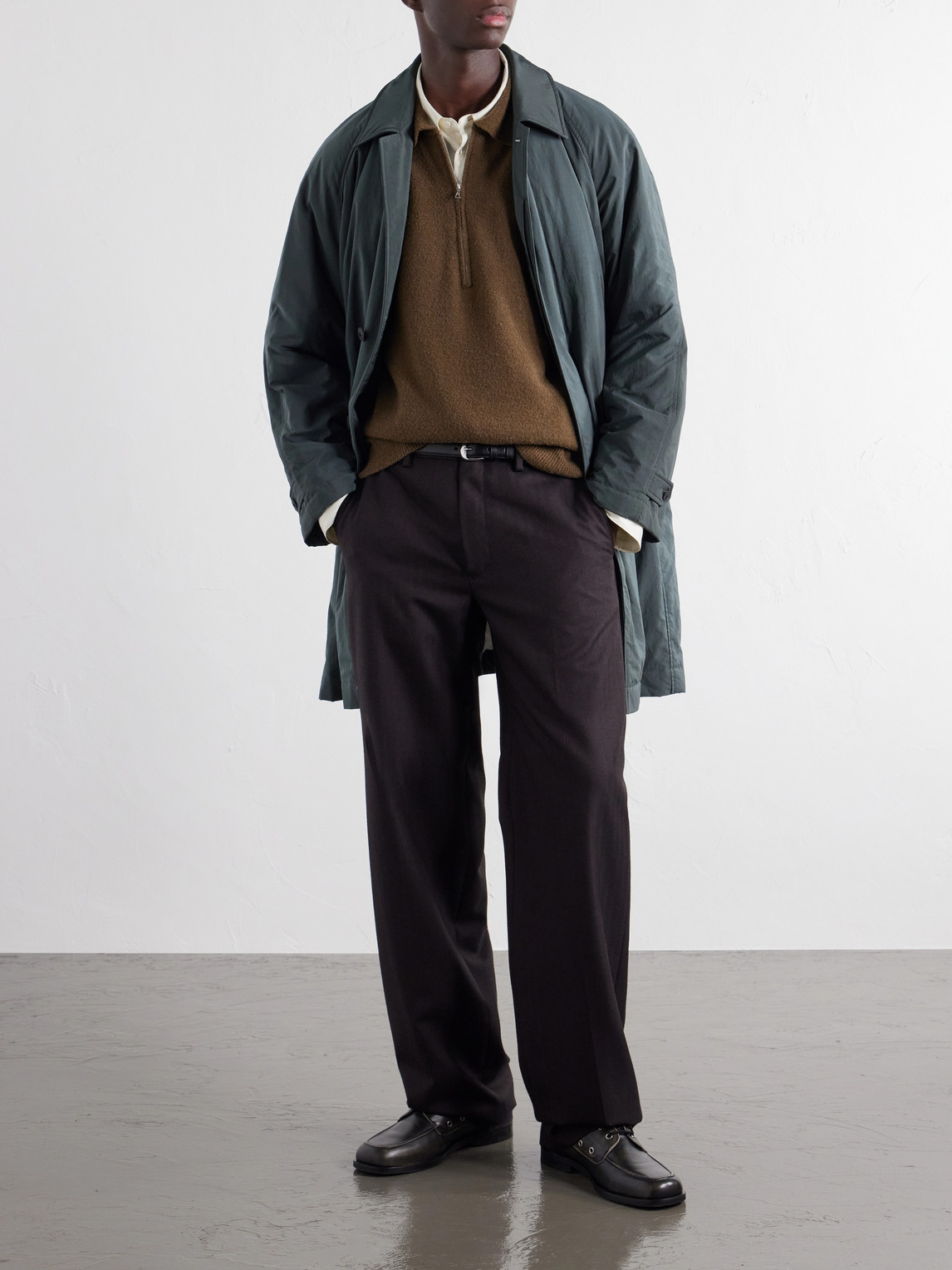 Wool-Blend Half-Zip Polo Sweater