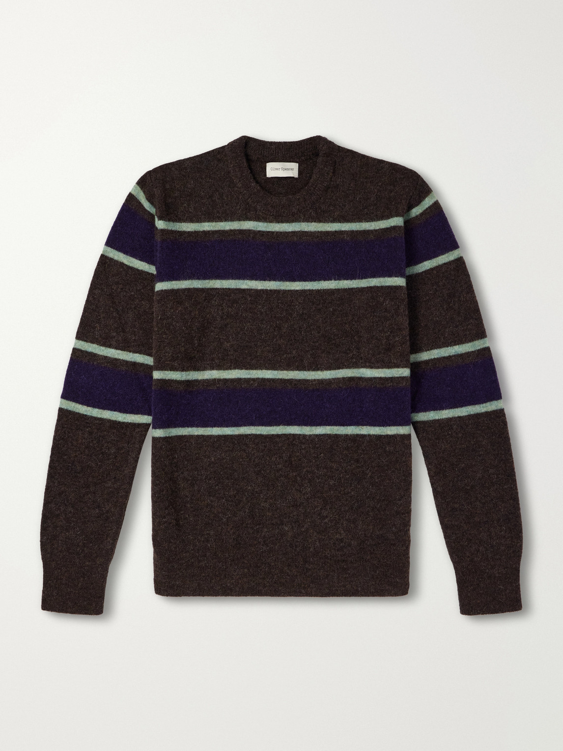 Oliver Spencer Blenheim Striped Wool-blend Sweater In Brown
