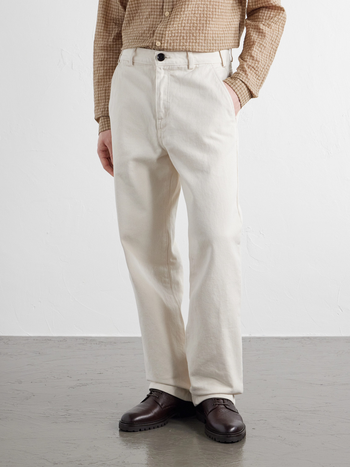 Straight-Leg Organic Cotton-Twill Trousers
