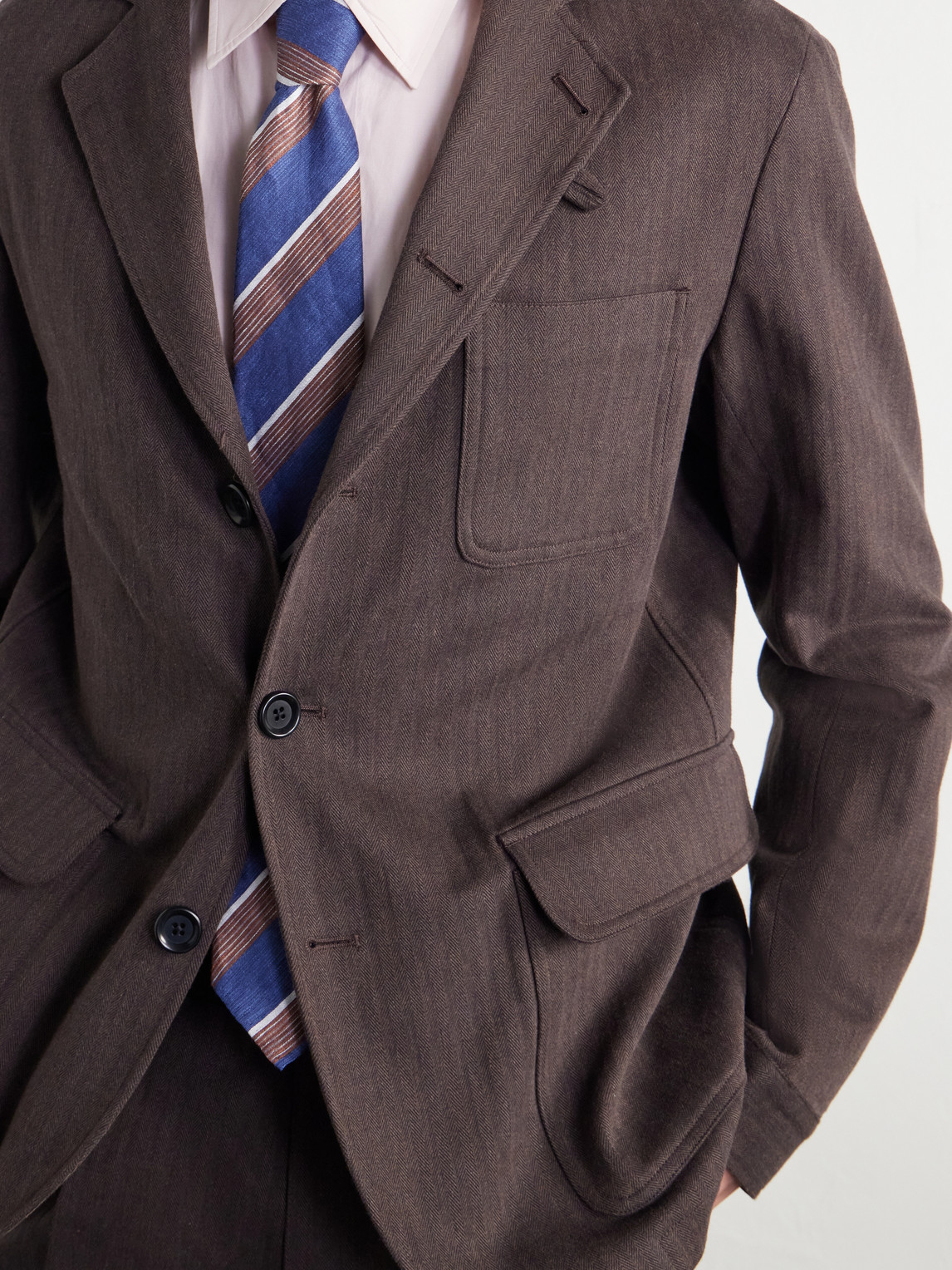 Solms Cotton-Blend Herringbone Suit Jacket