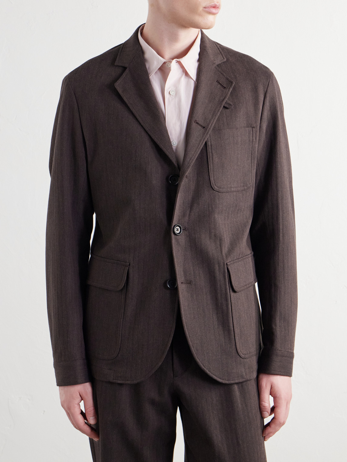 Solms Cotton-Blend Herringbone Suit Jacket