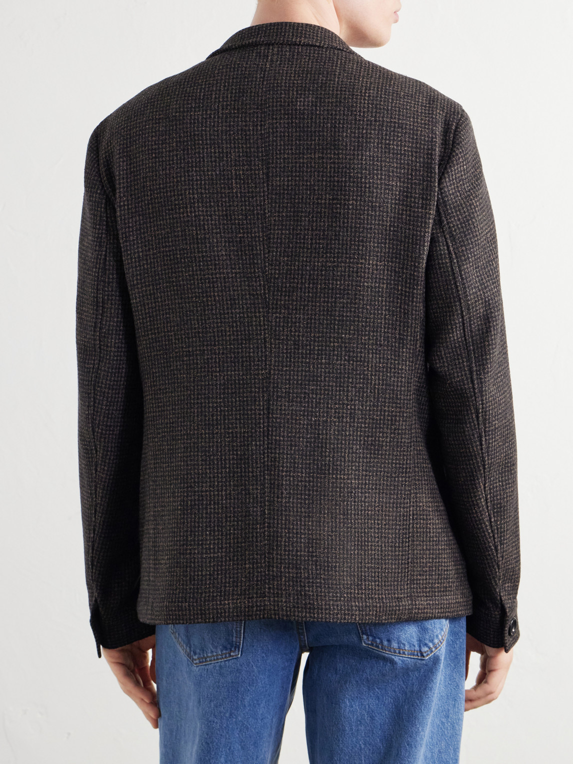 Oliver Spencer Solms Wool-blend Houndstooth Blazer In Brown