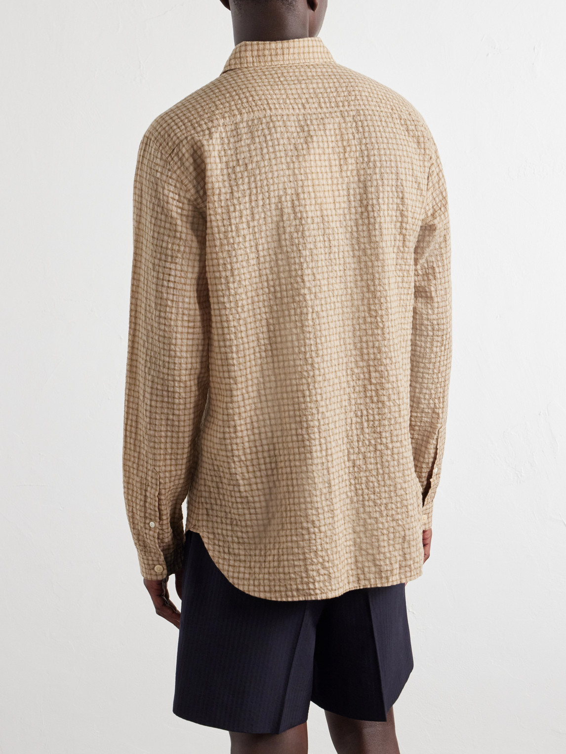 Checked Cotton-Blend Seersucker Shirt