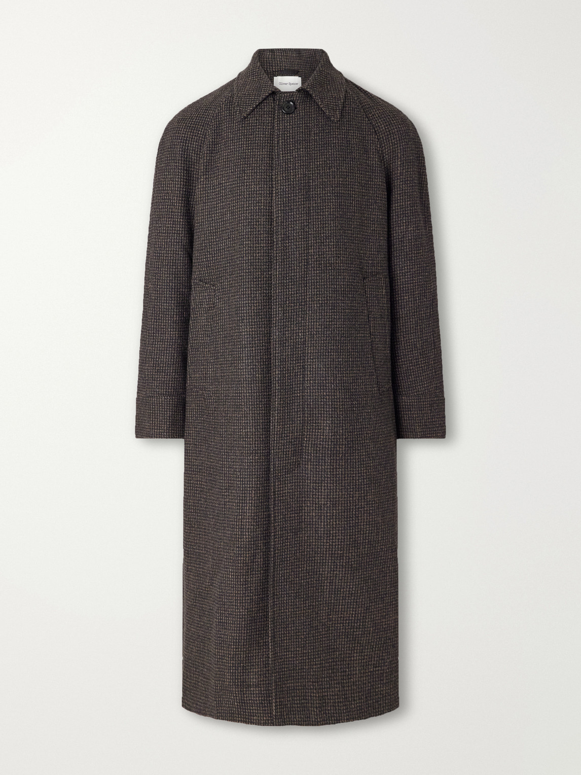 Oliver Spencer Lothian Houndstooth Tweed Coat In Brown