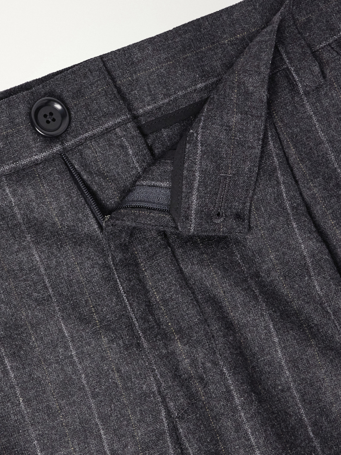 Orsman Flared Pleated Striped Wool-Blend Suit Trousers