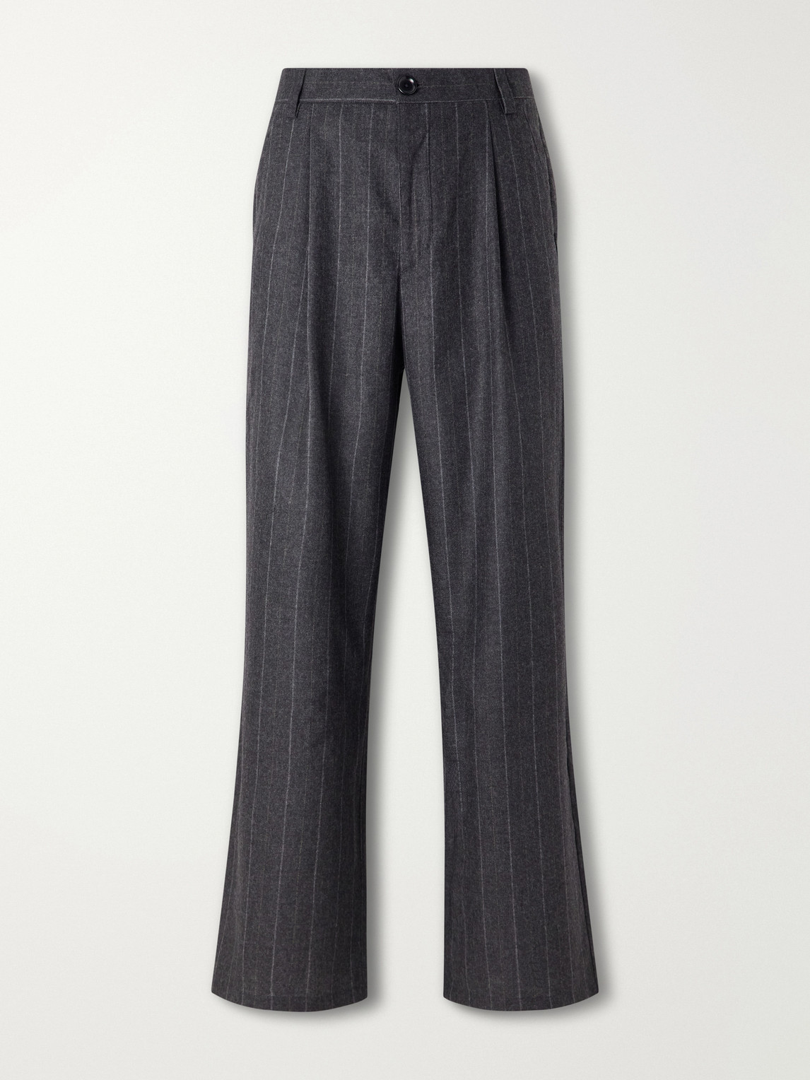 Oliver Spencer Orsman Flared Pleated Striped Wool-blend Suit Trousers In Gray