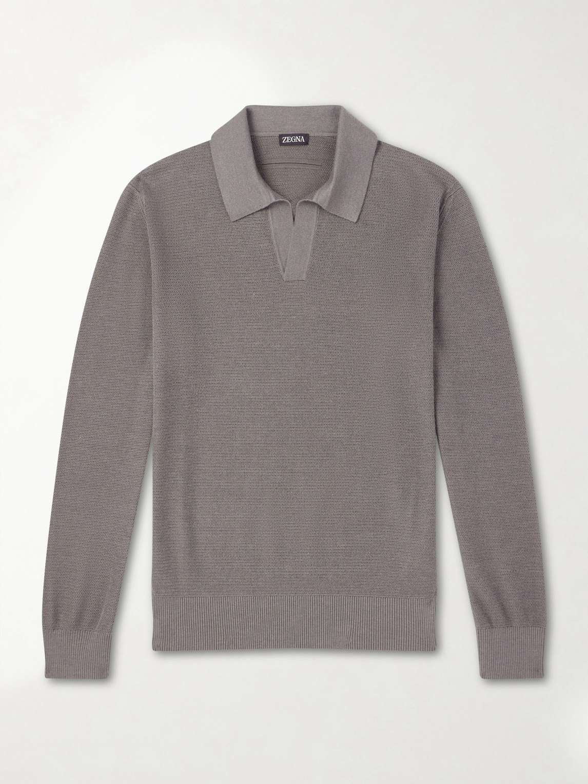 Zegna Silk and Cashmere-Blend Polo Shirt IT 48
