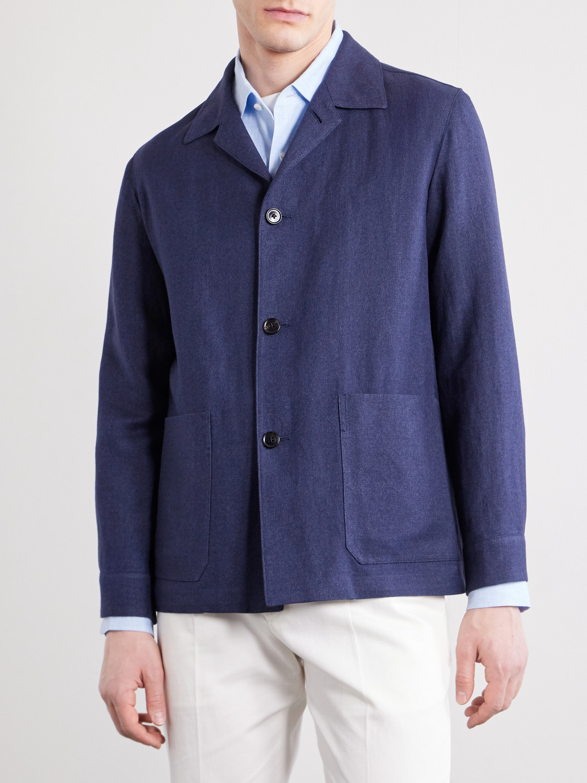  Zegna - Wool And Linen-blend Chore Jacket - Men - Blue - It 48 