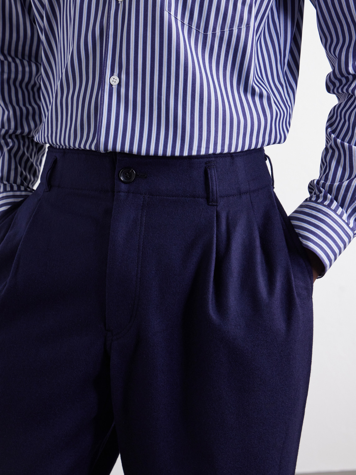 Comme Des Garçons Shirt - Wide-Leg Pleated Wool-Blend Flannel Trousers