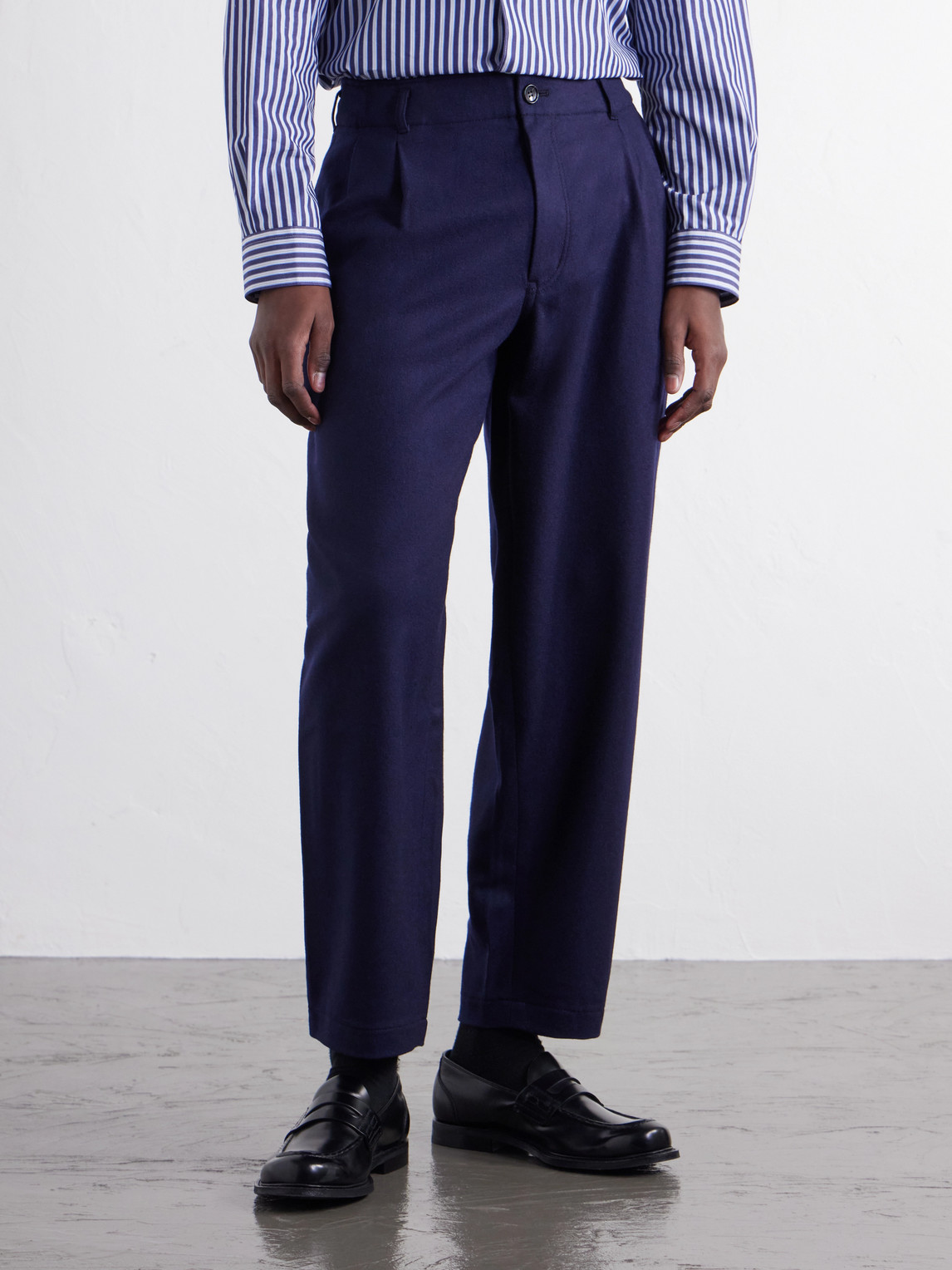 Comme Des Garçons Shirt - Wide-Leg Pleated Wool-Blend Flannel Trousers