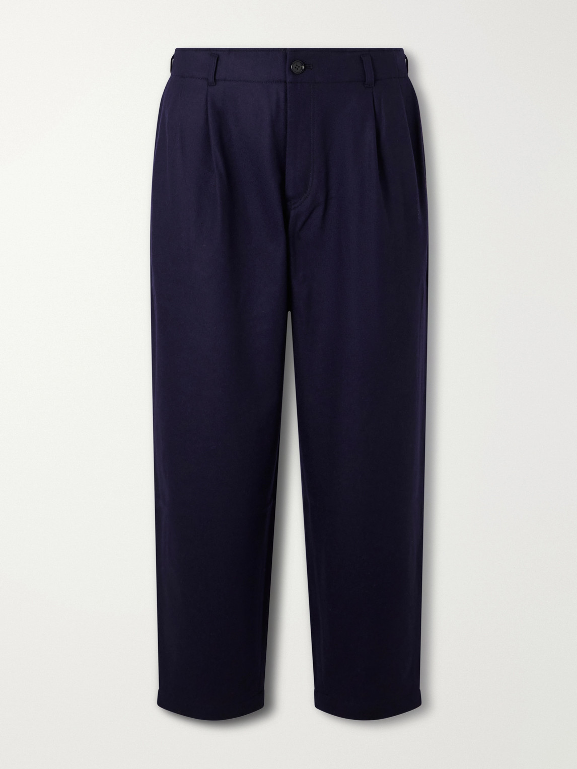 Comme Des Garçons Shirt Wide-leg Pleated Wool-blend Flannel Trousers In Blue