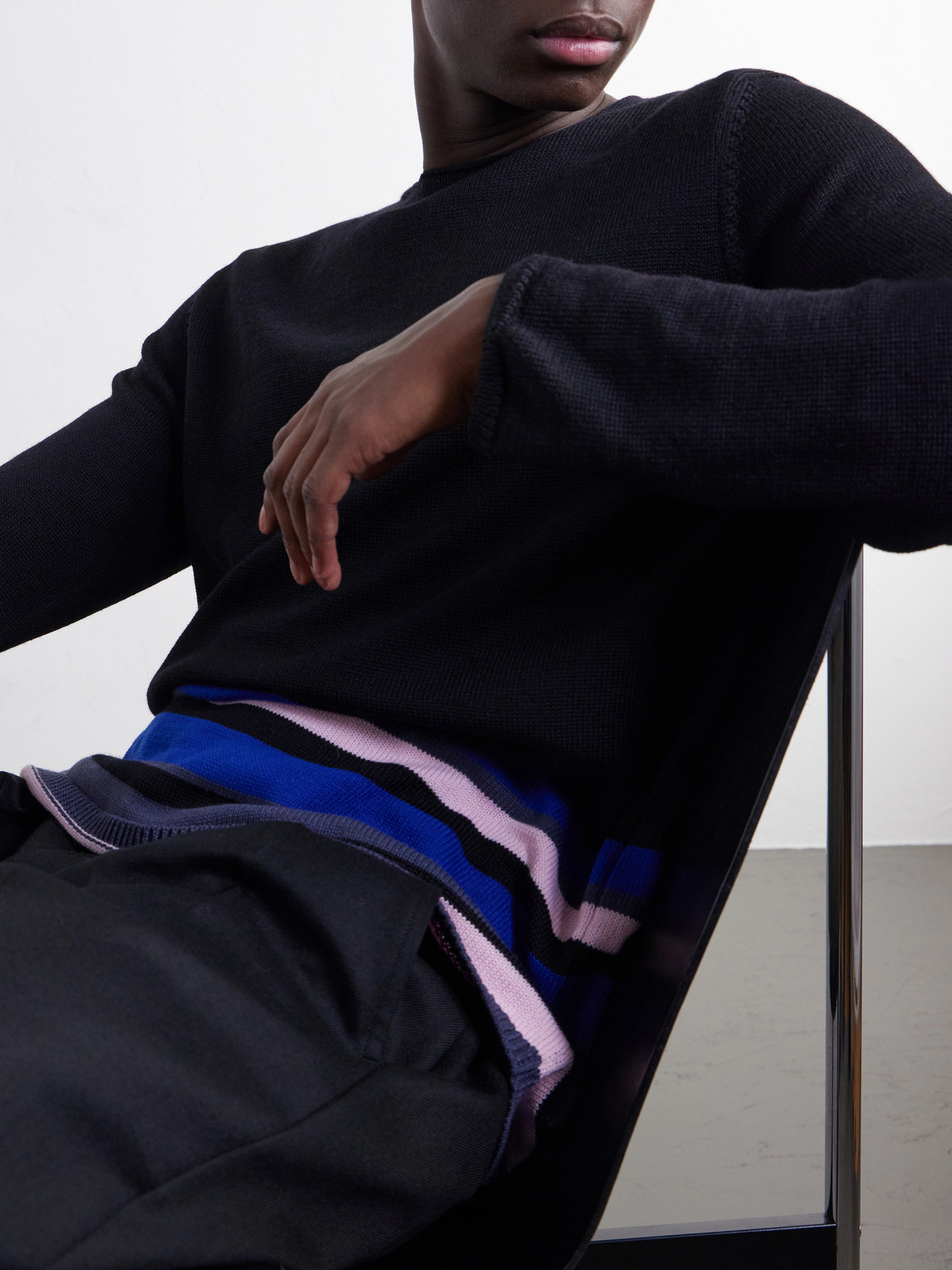 Comme Des Garçons Shirt - Striped Wool-Blend Gauze Sweater