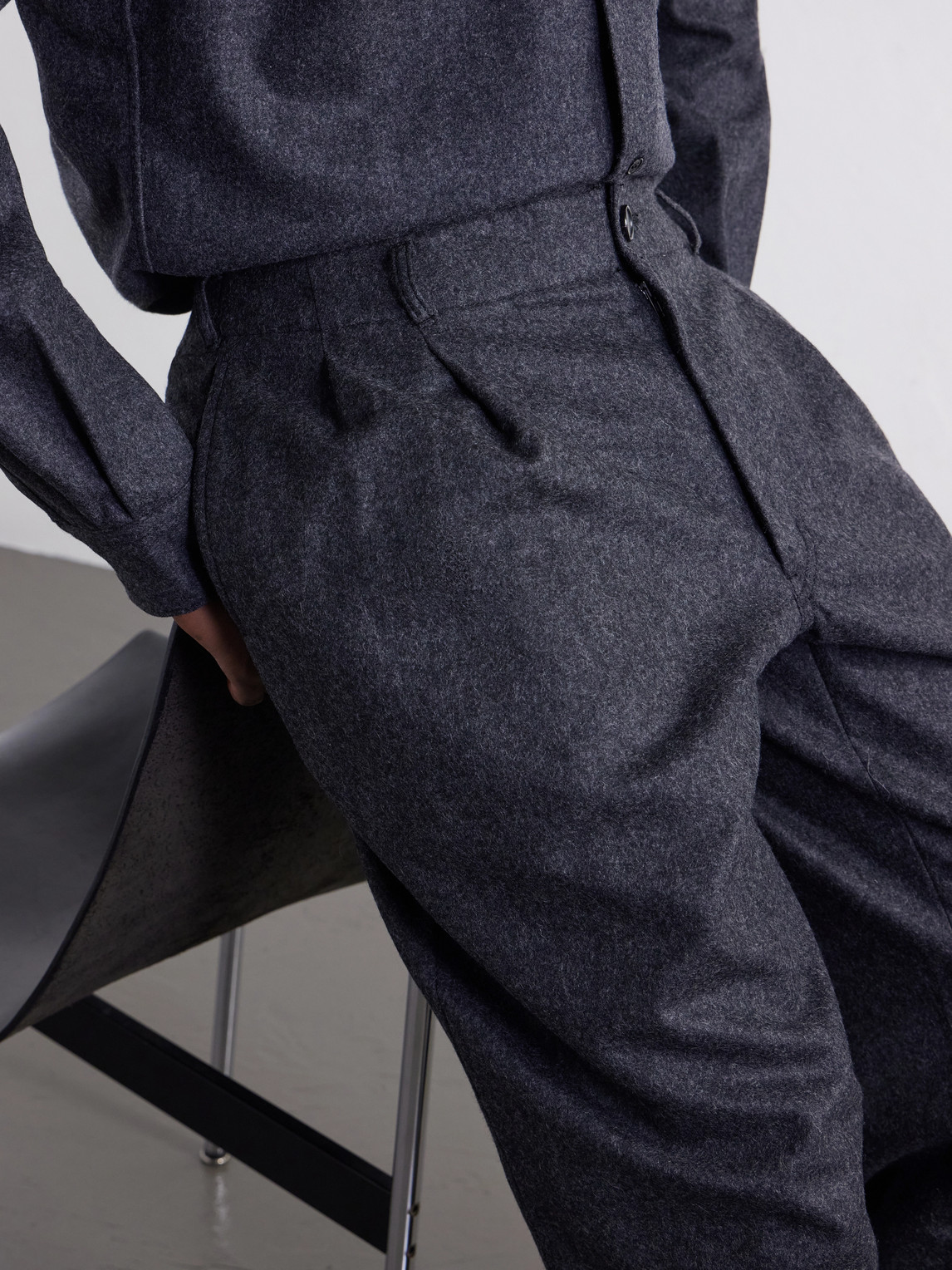 Comme Des Garçons Shirt - Wide-Leg Pleated Wool-Blend Flannel Trousers