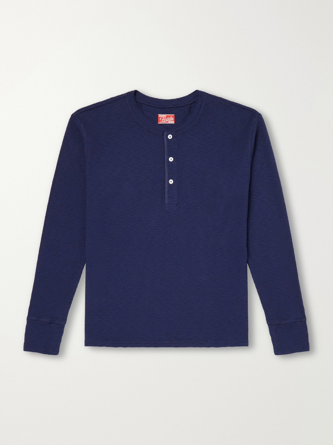 Amish Waffle-Knit Cotton-Jersey Henley T-Shirt