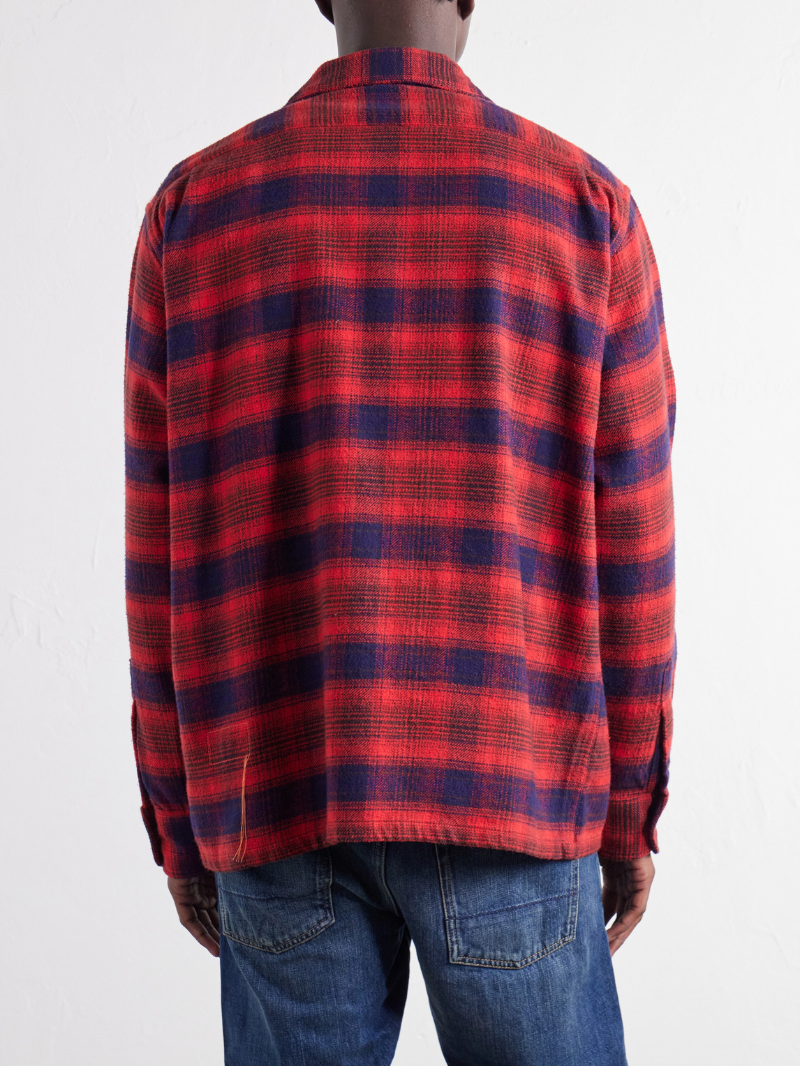 Baker Camp-Collar Checked Cotton Shirt