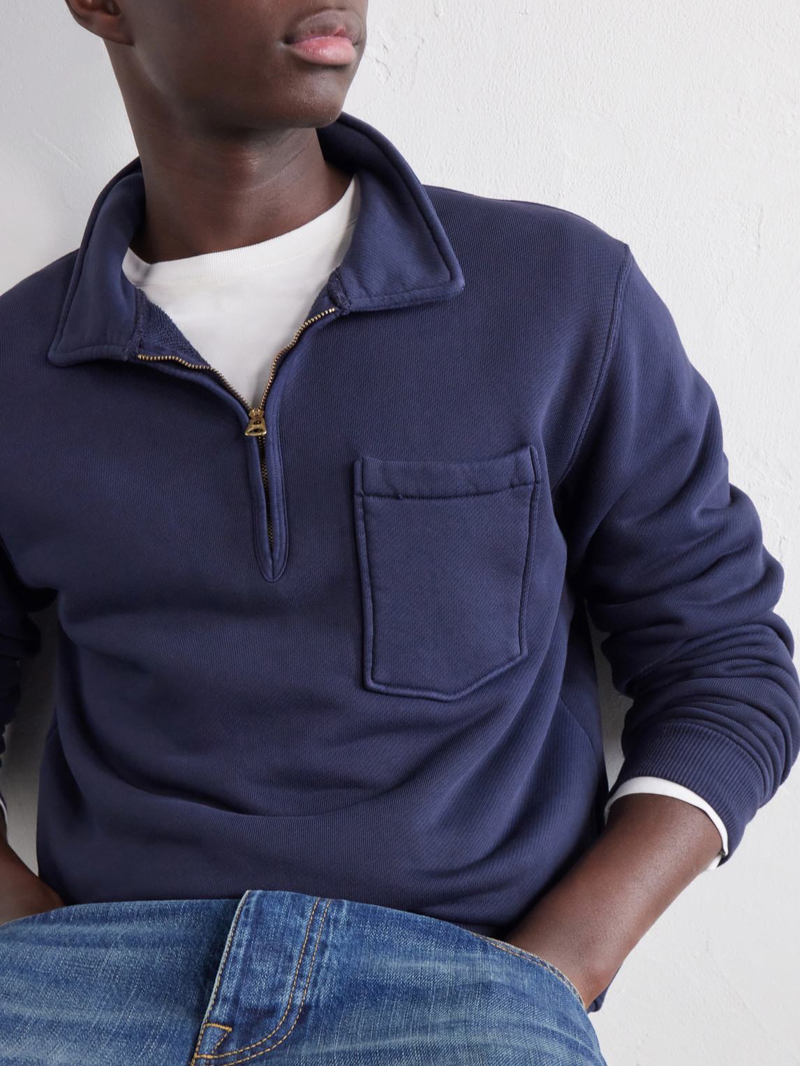 Yale Cotton-Jersey Half-Zip Polo Sweatshirt
