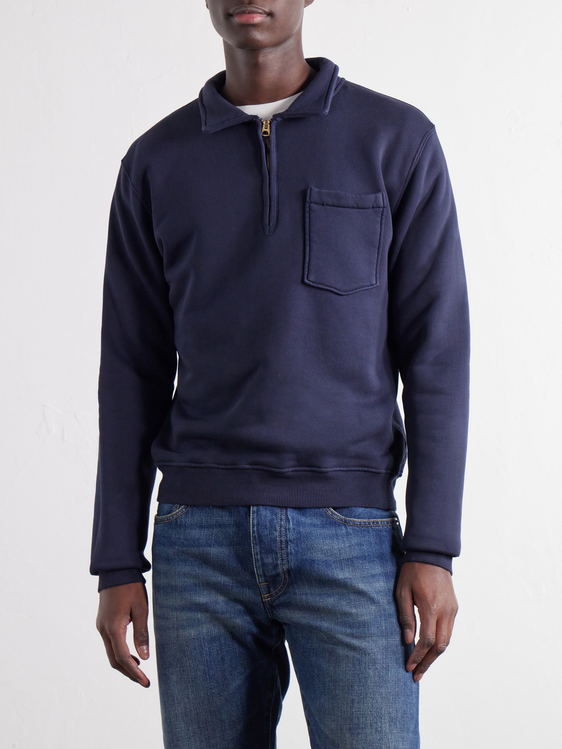 Yale Cotton-Jersey Half-Zip Polo Sweatshirt