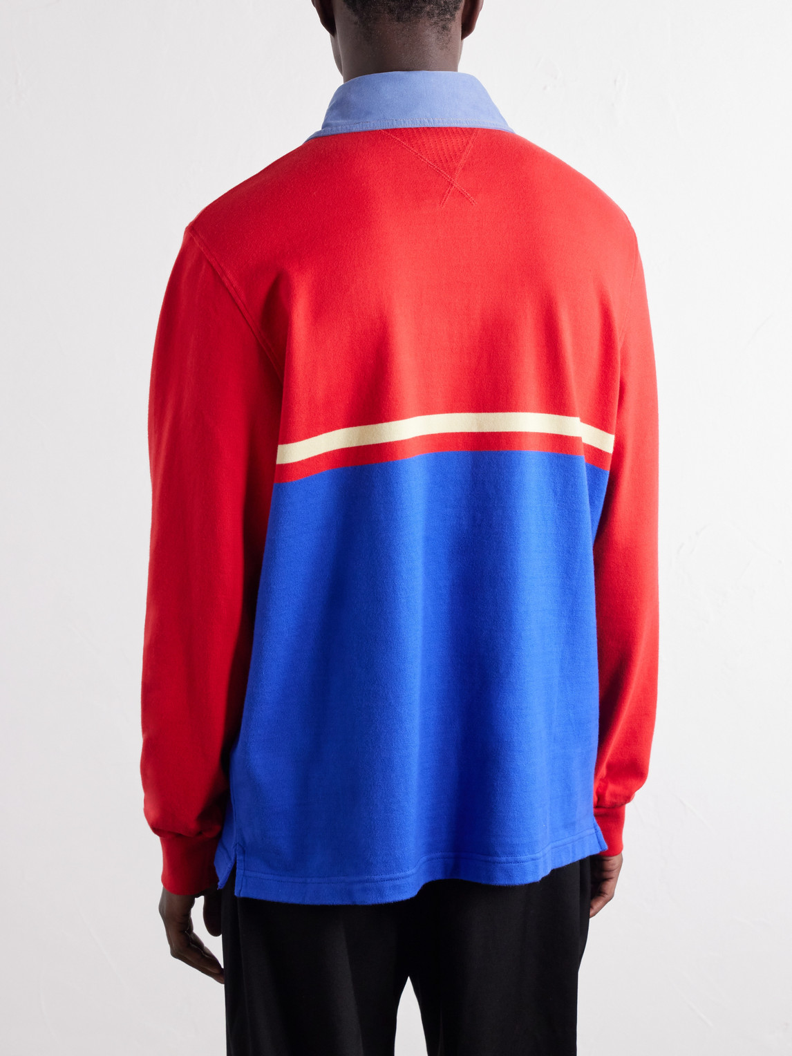 Contrast Collar Colour-Block Cotton-Jersey Polo Shirt